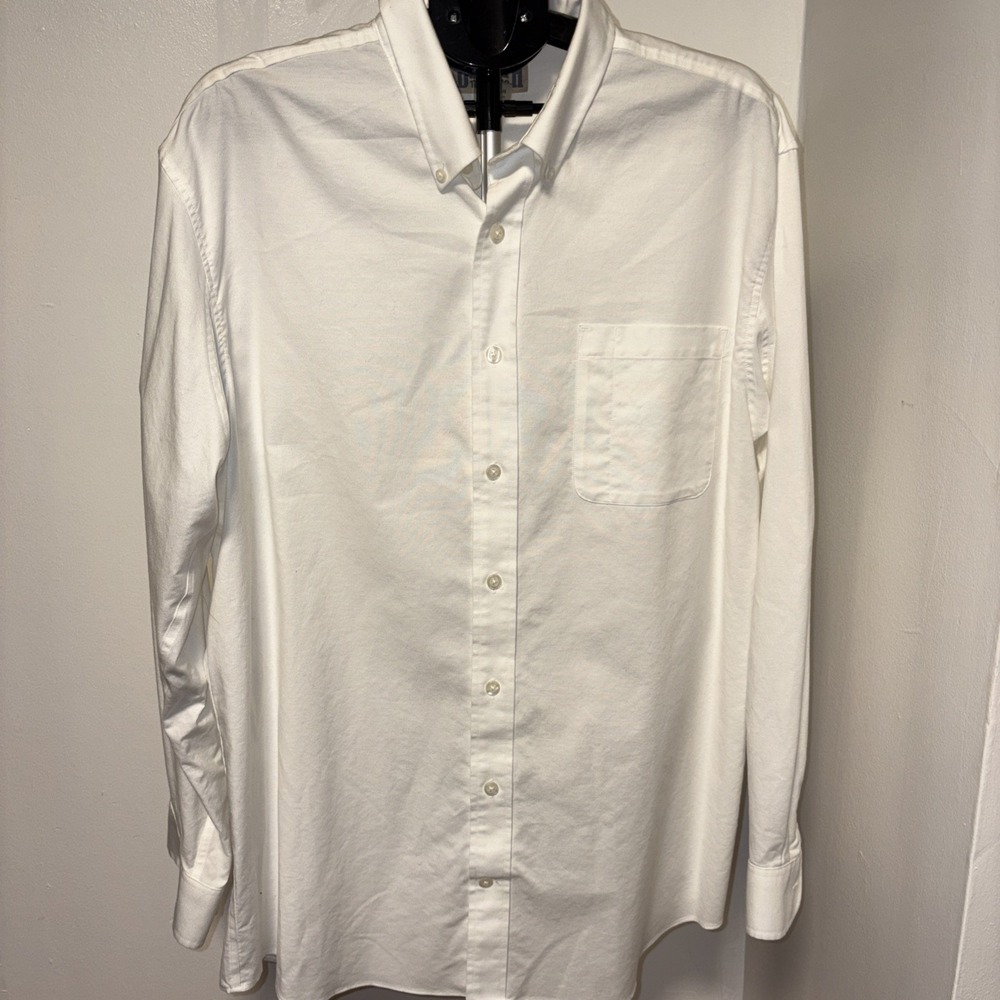 Duluth Trading Co Wrinklefighter Shirt Mens XL Tall White Supima Cotton Relaxed
